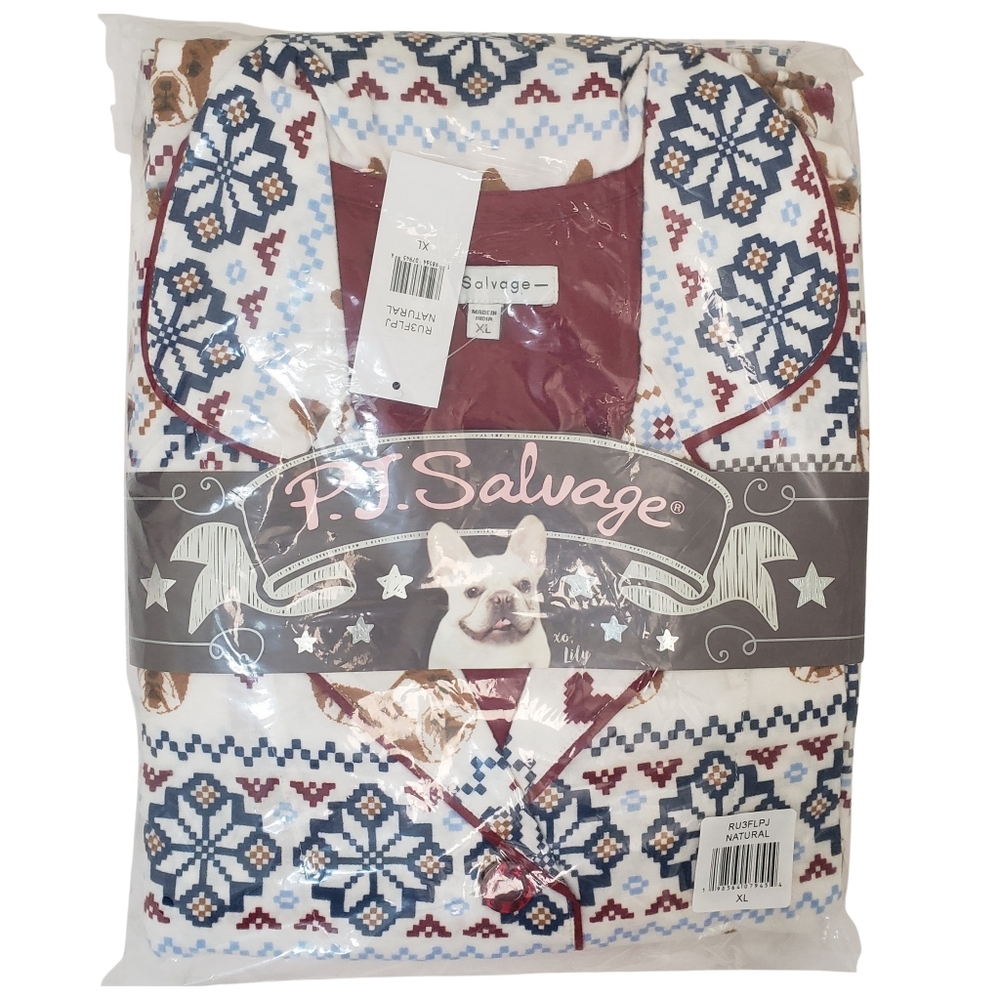PJ Salvage Pajama Set Women Flannel Natural NWT